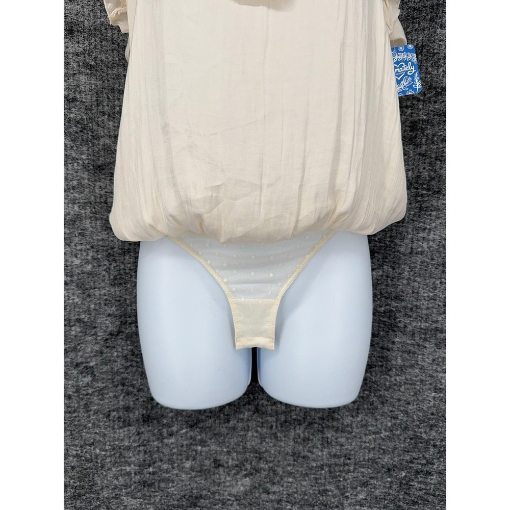 Free People Bodysuit Womens S Cream Intimately Ruffle Spaghetti Strap Thong - Picture 4 of 10